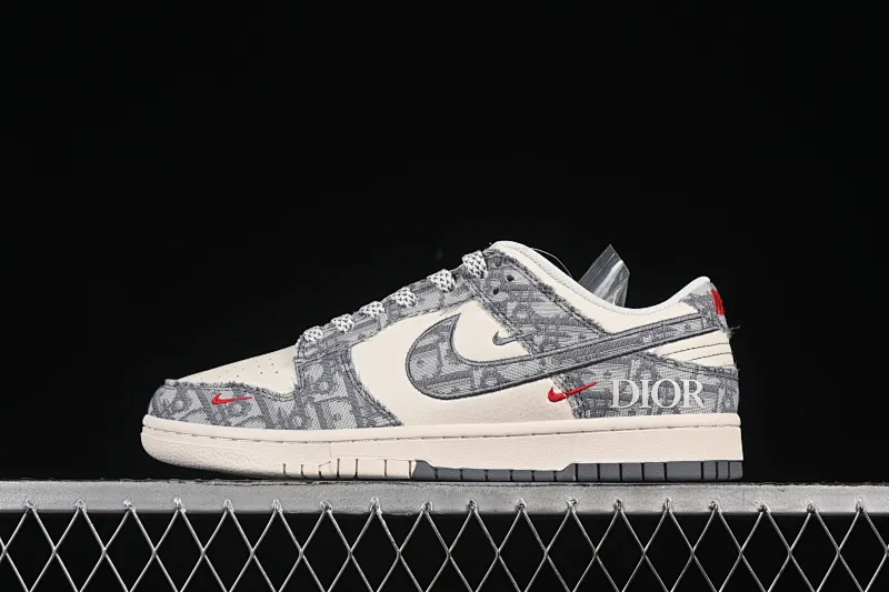 All categories Nk SB Dunk series Nk SB Dunk Low High-end custom low-top sneakers Nike SB Dunk Low Dior series Fabric gray hook Anniversary high-end custom low-top casual sneakers SJ2258-013
